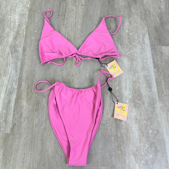 NEW Skatie X Amber Fillerup Clark Bikini Dahlia Pink Ella Top Bobbie Bottom XL - Picture 2 of 14